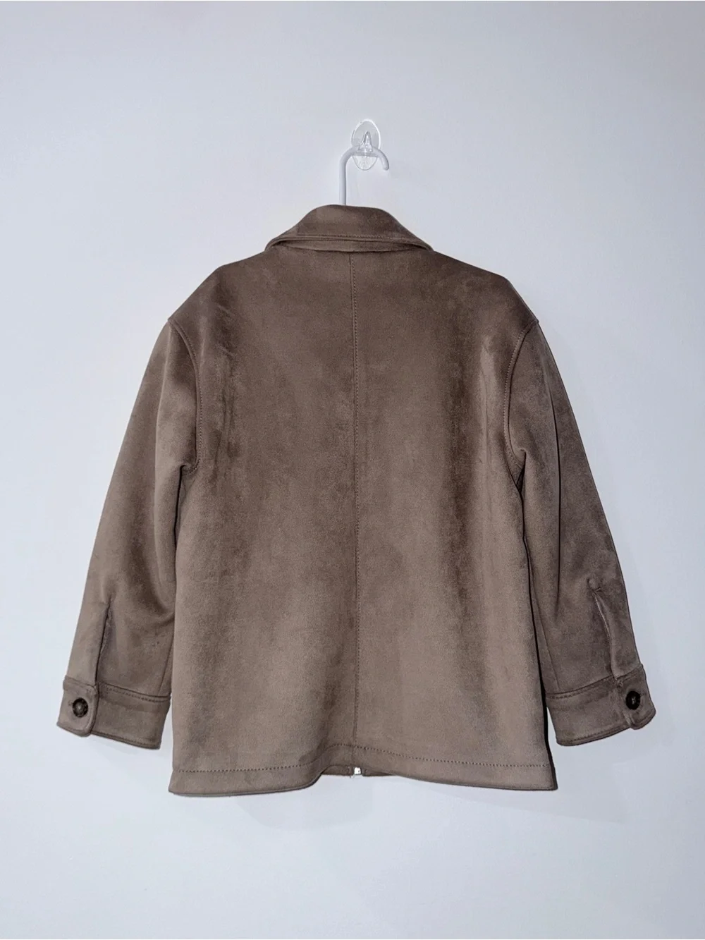 abercrombie kids taupe zip-front suede-look jacket